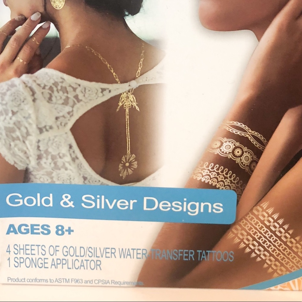 Metallic Jewelry temporary tattoos Gold and silver